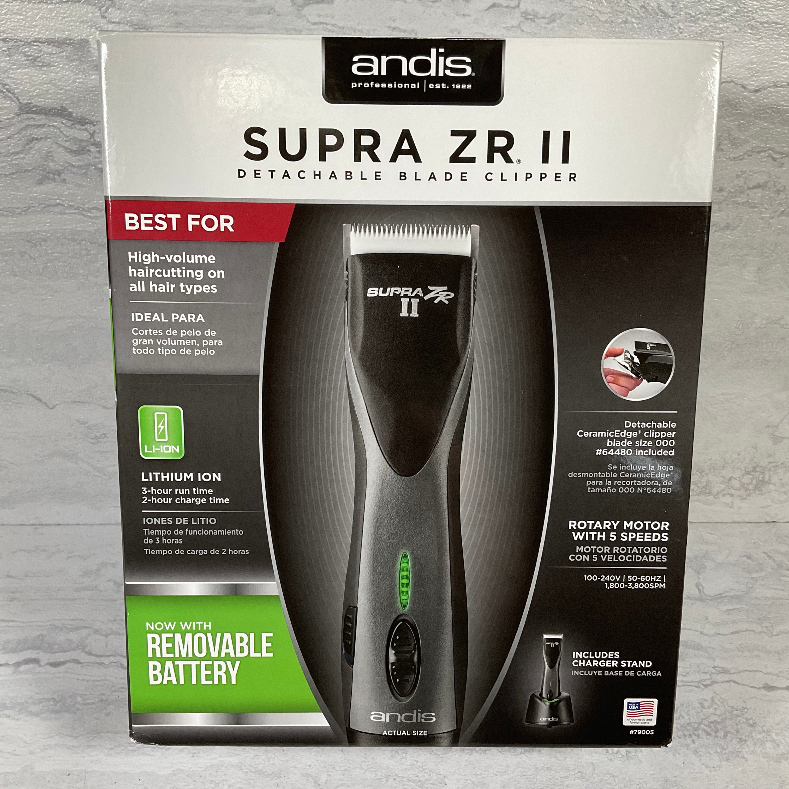 Andis 79005 Supra ZR II Cordless 5-Speed Detachable Blade Clipper (7329379516654)